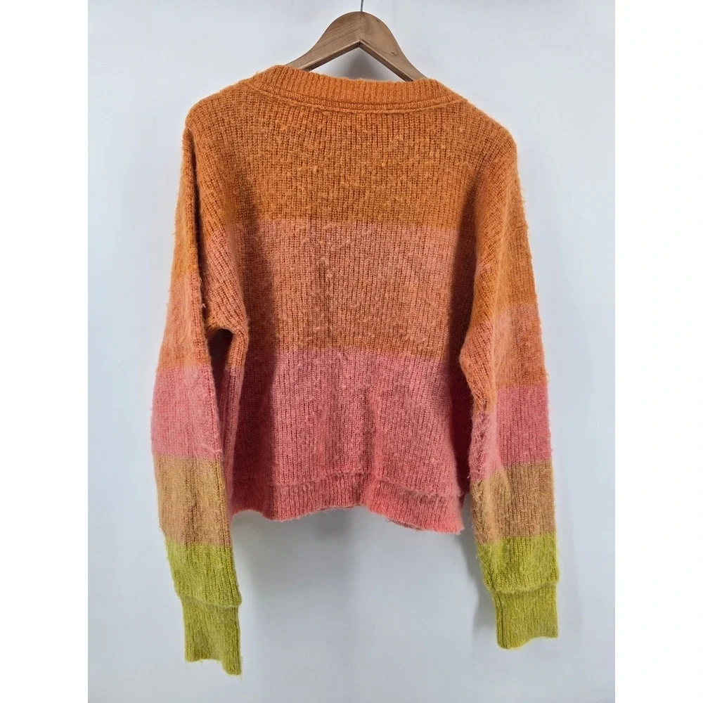 Free People Sweater Womens XL Multi‎ Easy Street Colorblock Ribbed Wool Blend